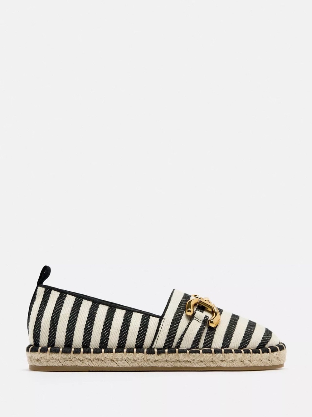Zara embellished Striped Black & White Espadrille Loafer